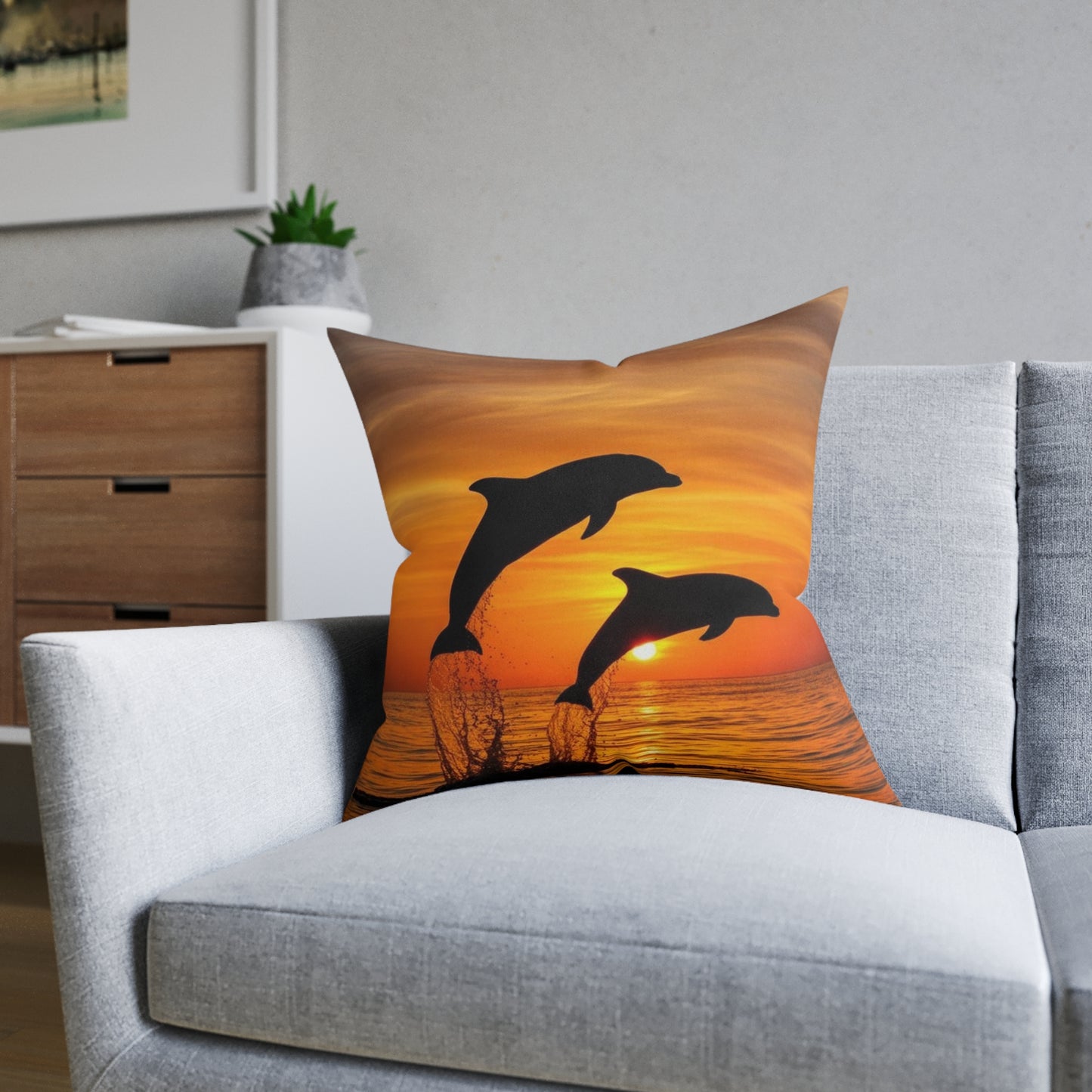 Dolphins In Sunset